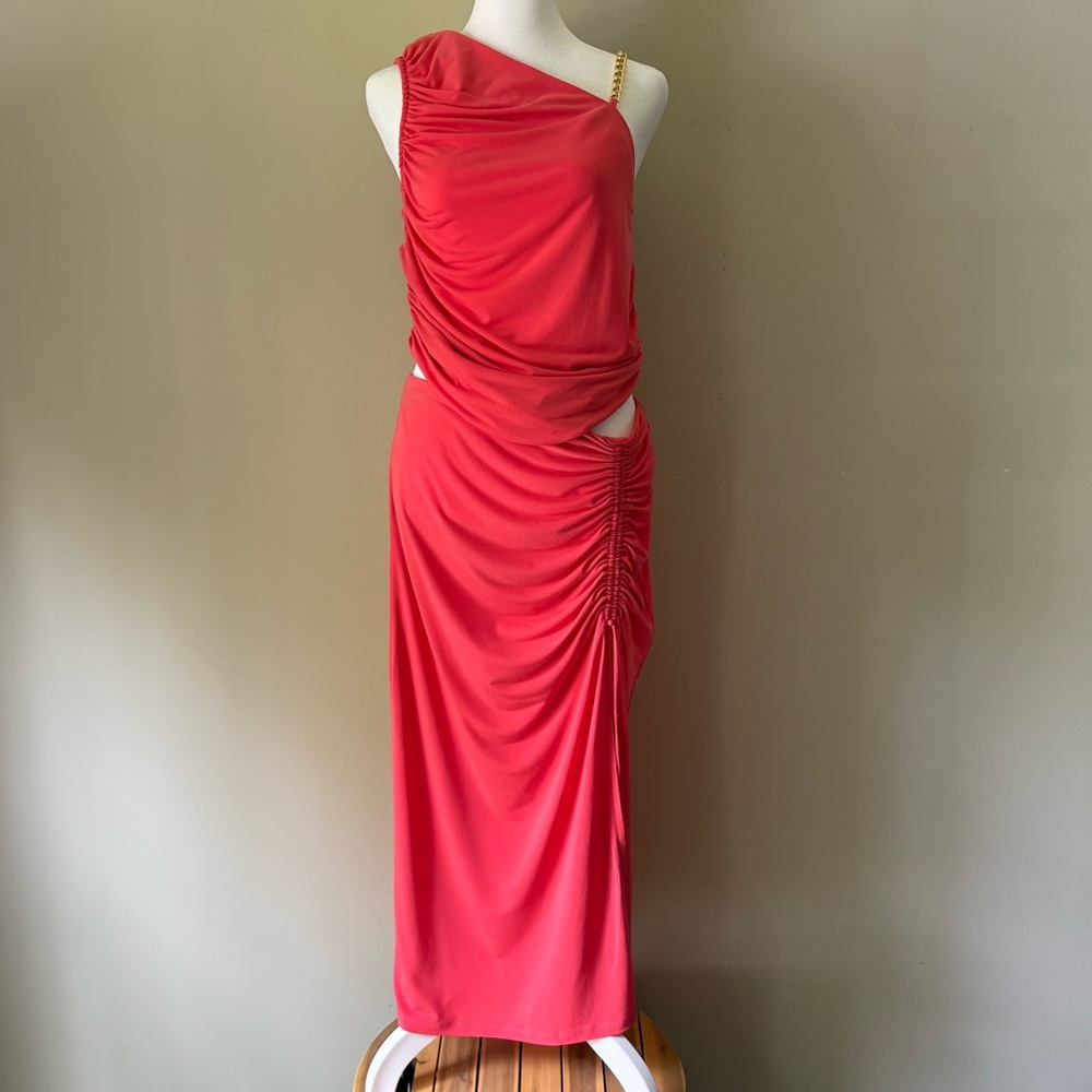 Solid Coral Pink Dopamine and Barbiecore Two Piece Set